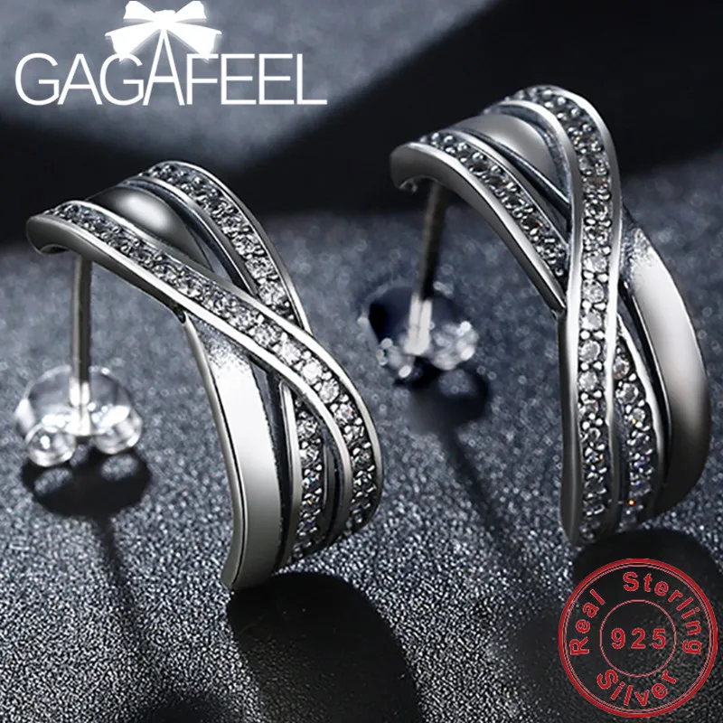 

GAGAFEEL S925 Sterling Silver Semicircle Stud Earrings for Women Female Drop Ship Anniversary Jewelries