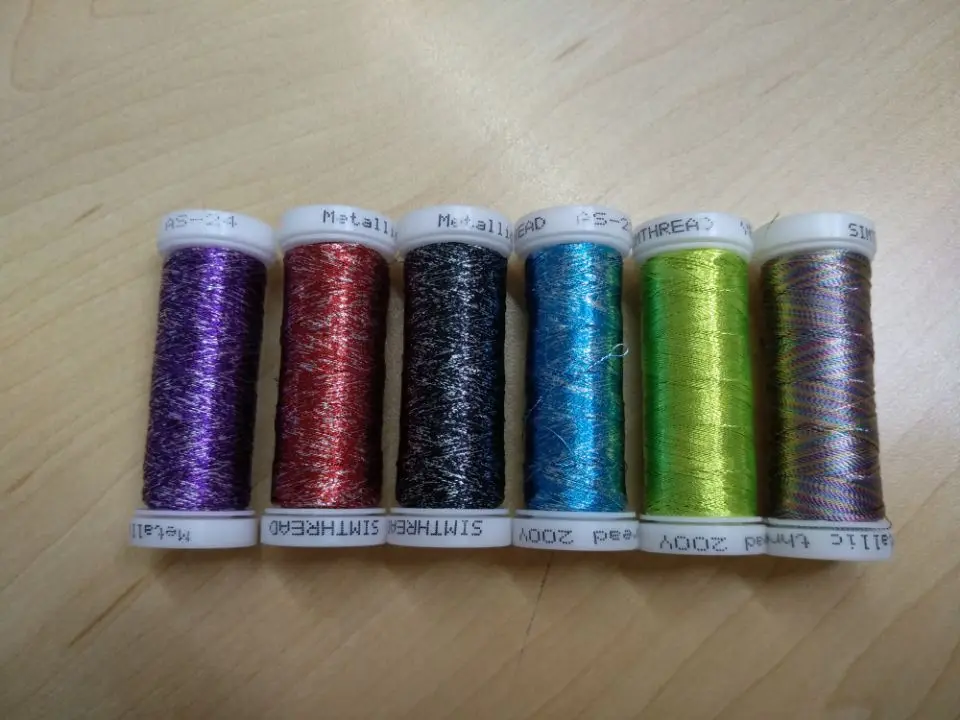 Set #2 Popular metallic embroidery machine thread bobbin thread 6 colors set