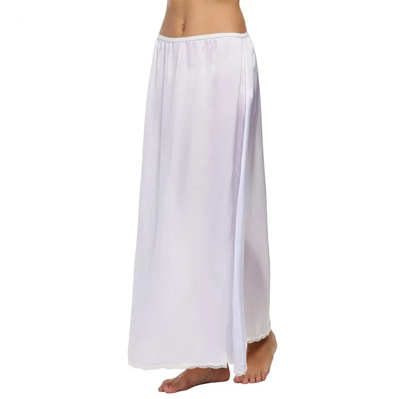 Women Half Slip Satin Trim Maxi Lace Underskirt Slip Summer Loose Elastic Waist Underwear Black Petticoat Femme White XXL 610 Women Half Slip Satin Trim Maxi Lace Underskirt Slip Summer Loose Elastic Waist Underwear Black Petticoat Femme White XXL 610