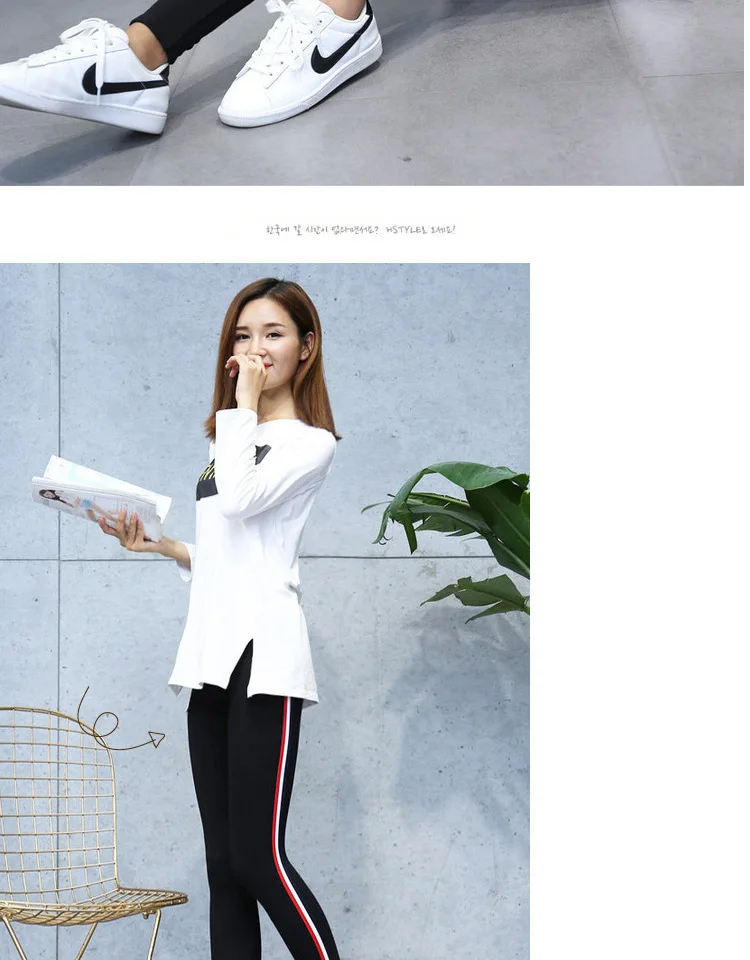 yoga pants 2021 Quality Cotton Leggings Side Stripes Women Casual High-stretch Leggings Pants High Waist Fitness Leggings Female high waisted leggings