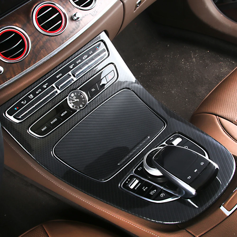 Car Center Control Gear Shift Panel Decorative Trim Carbon Fiber For Mercedes Benz E-Class W213 E200 E300 Auto Car Accessories Car Center Control Gear Shift Panel Decorative Trim Carbon Fiber For Mercedes Benz E-Class W213 E200 E300 Auto Car Accessories