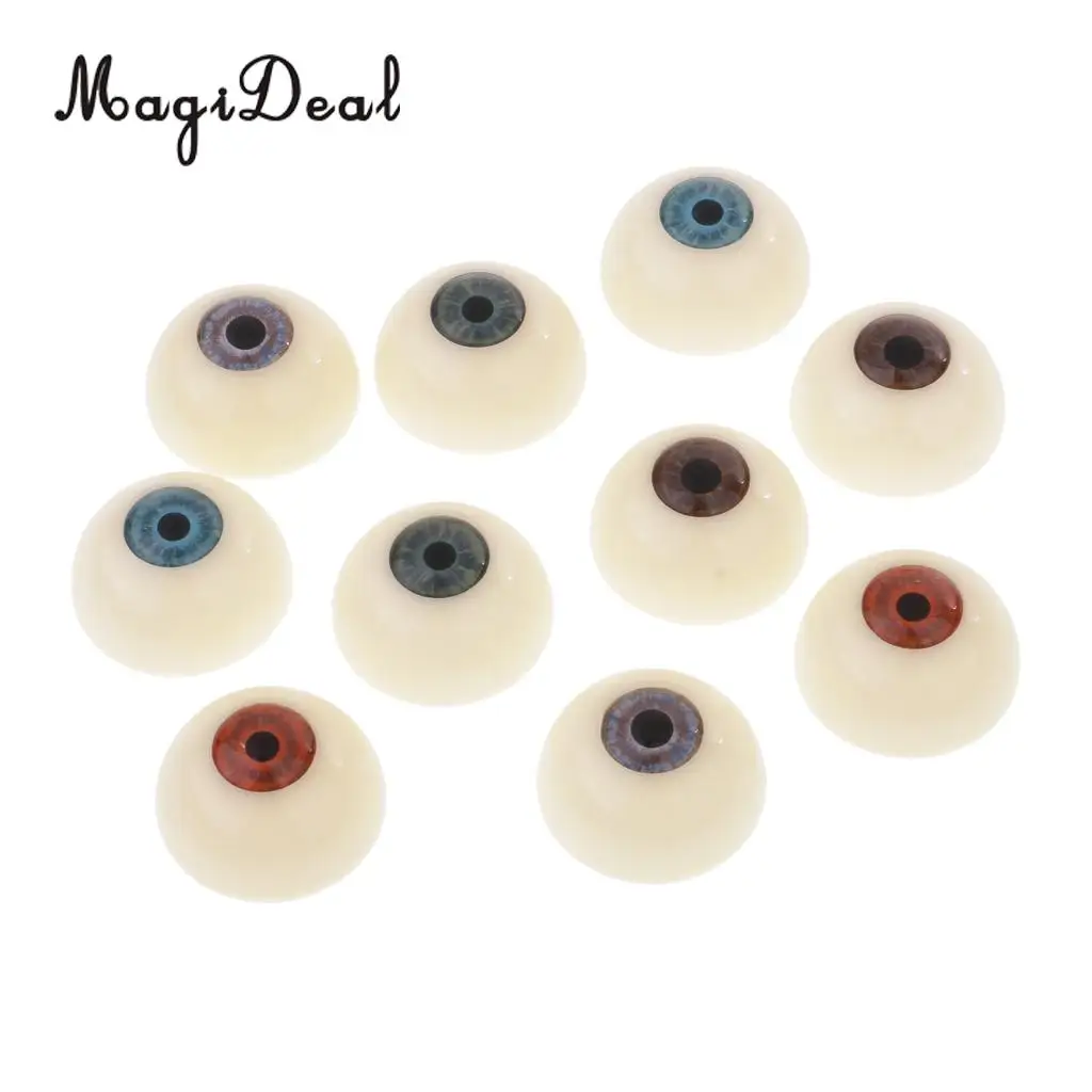 5 Pairs Half Round Hollow Eyeballs 30mm for Plush Animal Doll Mask Skull Halloween Props DIY Craft Toys