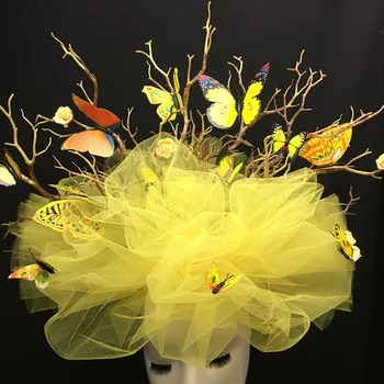 

Chinese wind move photo studio photography exaggerated fashion hair accessories catwalk shows shortening veil headdress