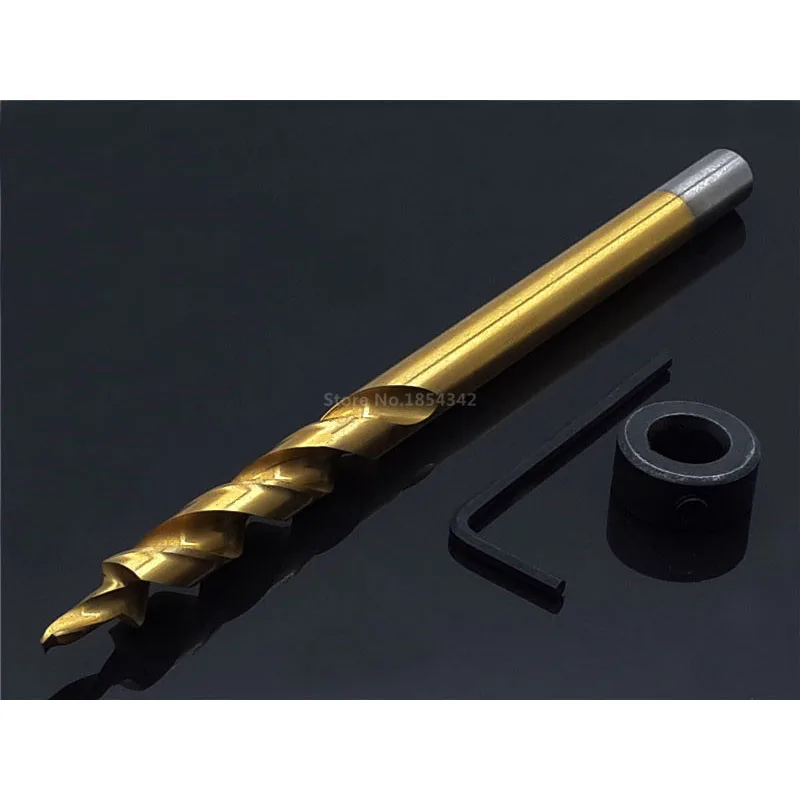 

9.5mm Titanium Twist Step Drill Bit + Depth Stop Collar + Hex Wrench Set For Kreg Pocket Hole Jig Kit Guide Power Tools