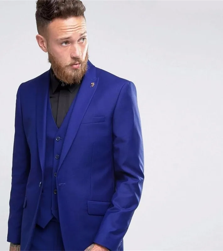 Custom Made One Button Men's Suit Royal Blue Wedding Prom Suits For Men ...