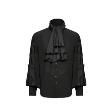 Британский стиль Стимпанк Джентльмен черная рубашка с галстуком готический дворец панк платье рубашка с длинными рукавами плюс размер XXXXL