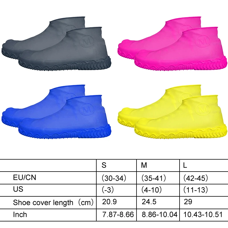 OFKP 5 Pairs Slip-Resistant Durable Waterproof Shoe Cover Thick Rainproof Latex Shoe Cover