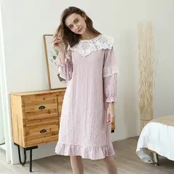 2018 длинная хлопковая ночная рубашка принцессы новые милые рубашки Для женщин ночном свободные домашнее платье Sleepdress Домашняя одежда YC270