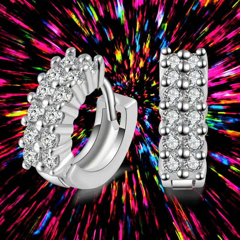 2017 Бесплатная доставка Jewelry Для женщин ювелирных изделий микро серия Han серебряный орнамент с двойной ряд циркон серьги Для женщин уха клип