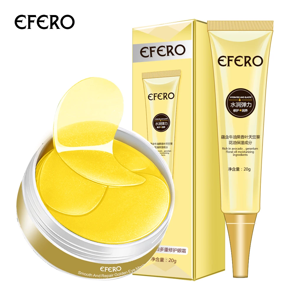 

efero 24k Gold Eye Patches Crystal Collagen Eye Mask Anti Aging Puffiness Collagen Eye Cream Firming Gel Mask Eye Pads EFERO