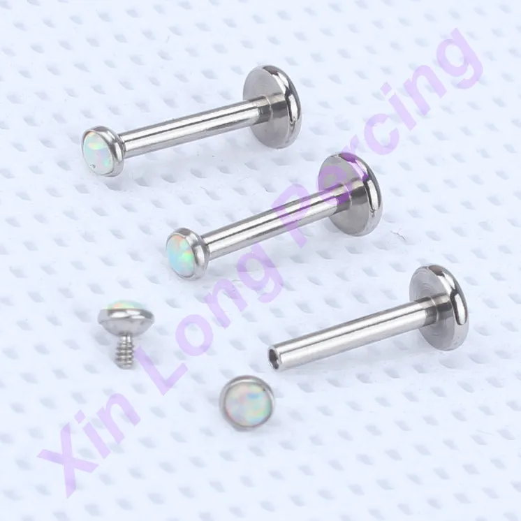 Internally Threaded 316L Surgical Steel Opal Labret 16g Lip Ear