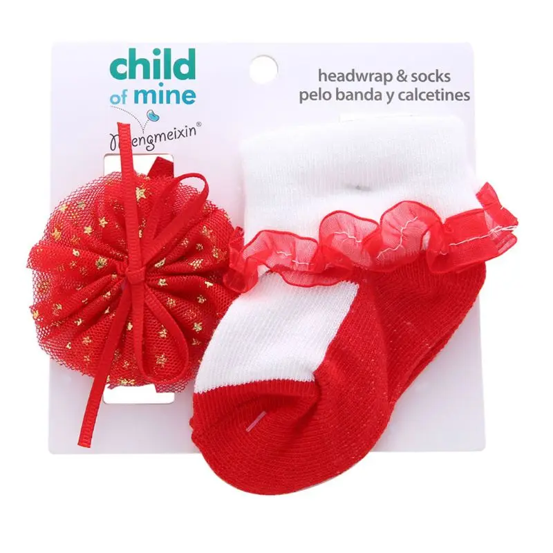 2 шт./1 комплект Хлопковые носки для малышей цветы Hairbands наборы девочек Головные уборы Дети резинка для волос Детские аксессуары для малышей - Цвет: A