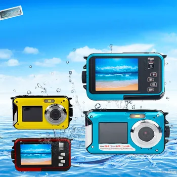 

NEW H268 Digital Camera 3M Waterproof Camera 2.7 Inch +1.8 Inch Double Screen Max 24MP 16 times Digital Zoom black Camcorder