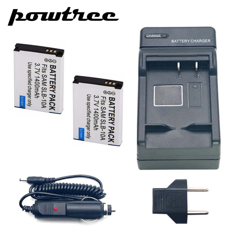 

2PCS 3.7V 1100mAh SLB-10A SLB10A SLB 10A Battery+Charger+Car charger For Samsung PL50 PL60 PL65 P800 SL820 WB500 WB550 HZ10W L20