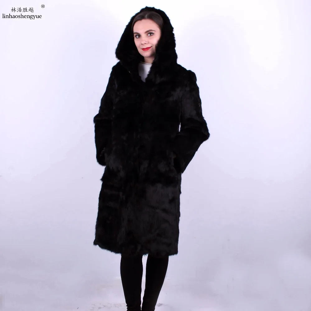

Linhaoshengyue Spring women Real rabbit fur long coat fashion women coat