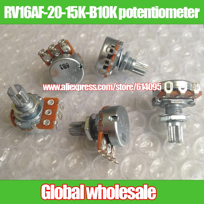 

5pcs ALPHA 16-type single joint potentiometer B10K / RV16AF-20-15K-B10K potentiometer handle including threaded length 15MM