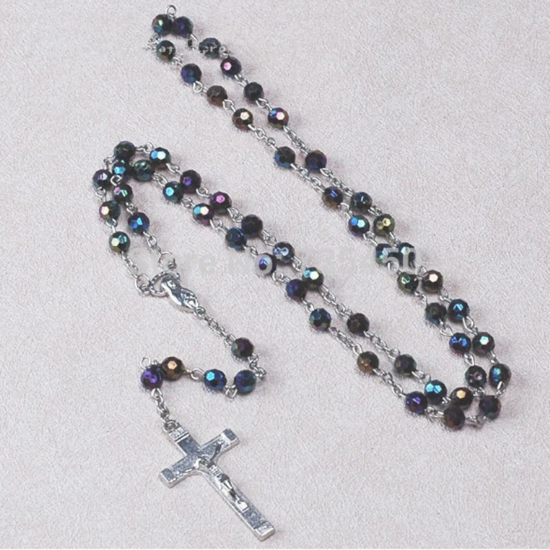 12pcs Cross Acrylic Plastic Necklace Prayer Beads Jesus Crucifix