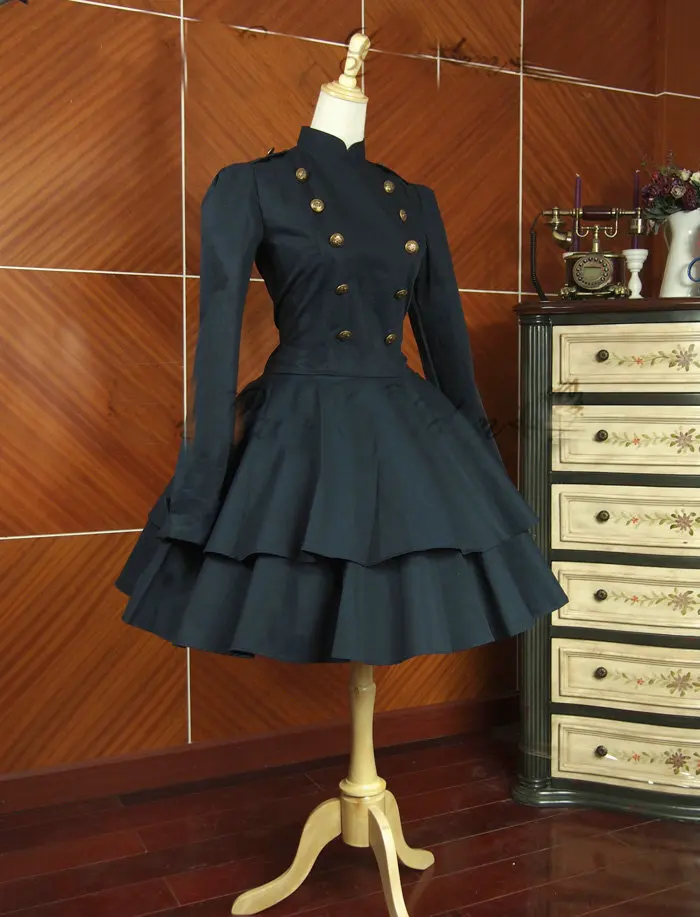 Готическое платье лолиты короткая юбка платье косплей викторианское платье с длинными рукавами Униформа горничной V-922