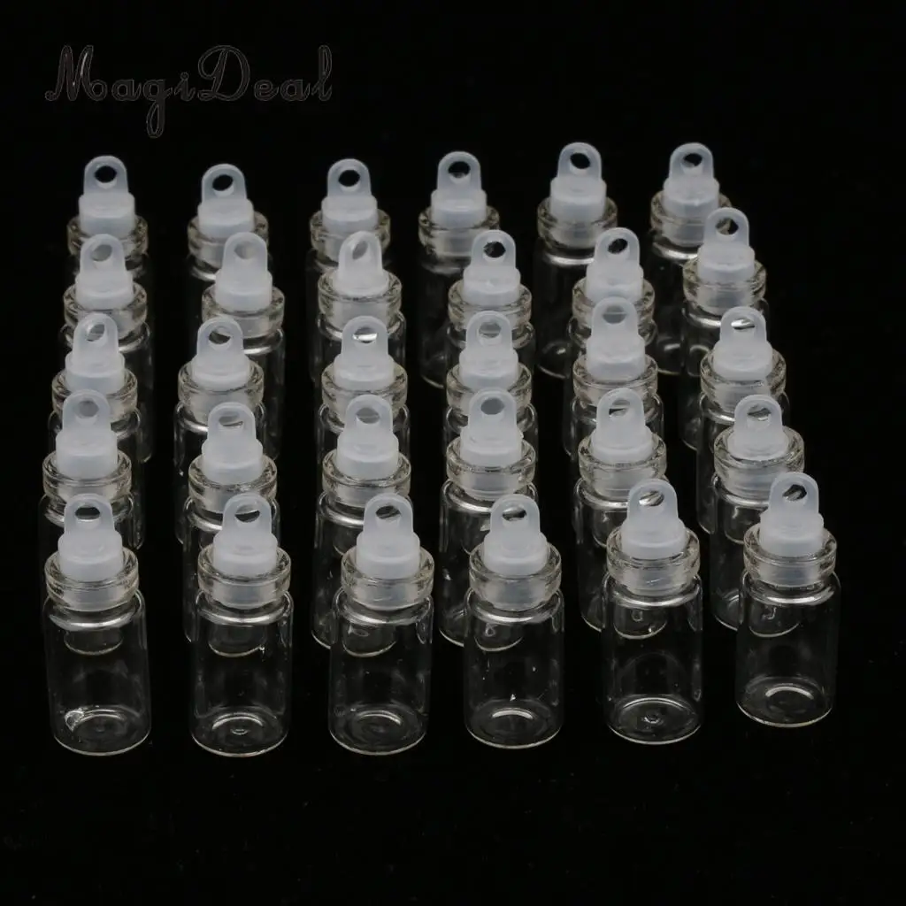 30 Pieces Mini Clear Glass Jars Essential Oil DIY Pendant Decoration Wishing Lucky Bottle - 1/2ml