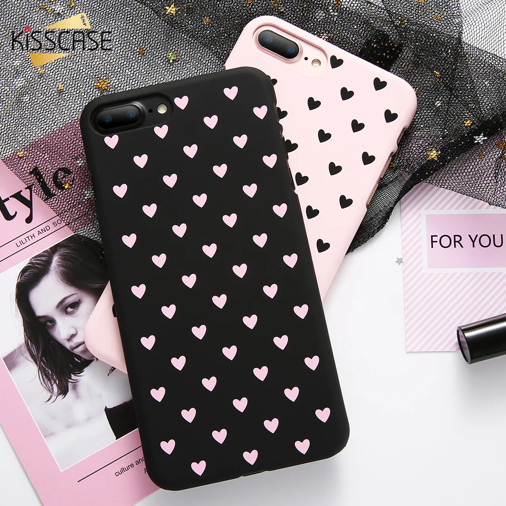 

KISSCASE Cute Heart Pattern Case For iPhone X 7 8 6 6S Plus 5 5S SE Fashion Hard PC Phone Case For iPhone X XR XS MAX Cover Capa