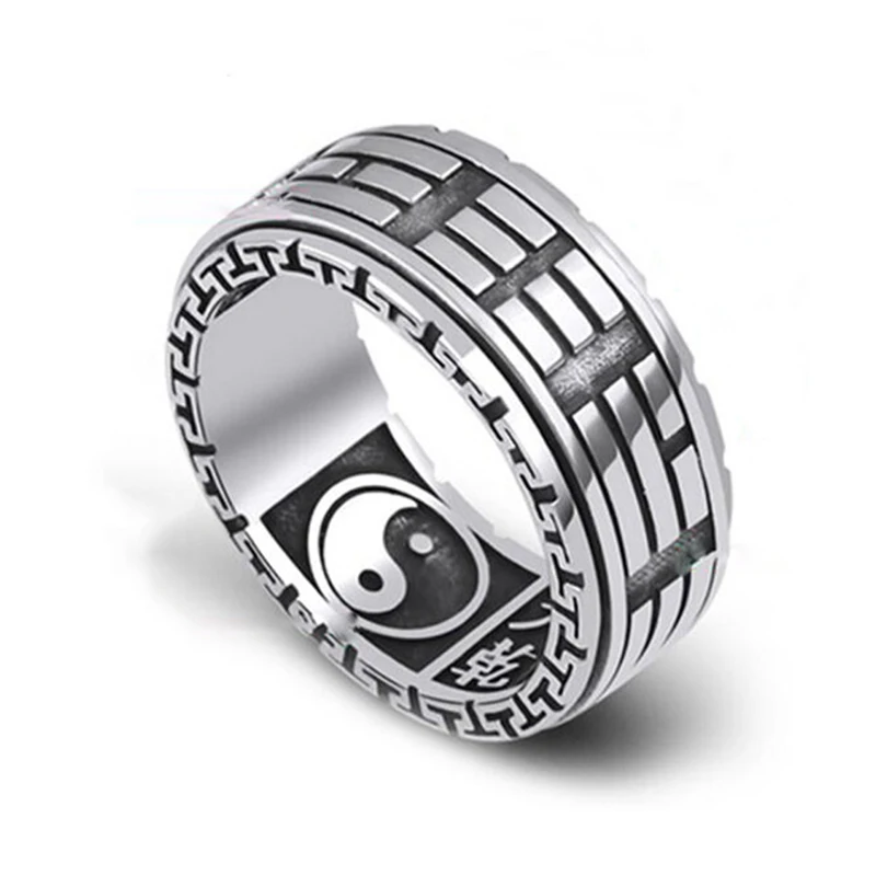 

Tai Chi Bagua Real 925 Sterling Silver Ring Men Jewelry Fine jewelry Couple Lovers Gift Thai Silver Vintage Style G11