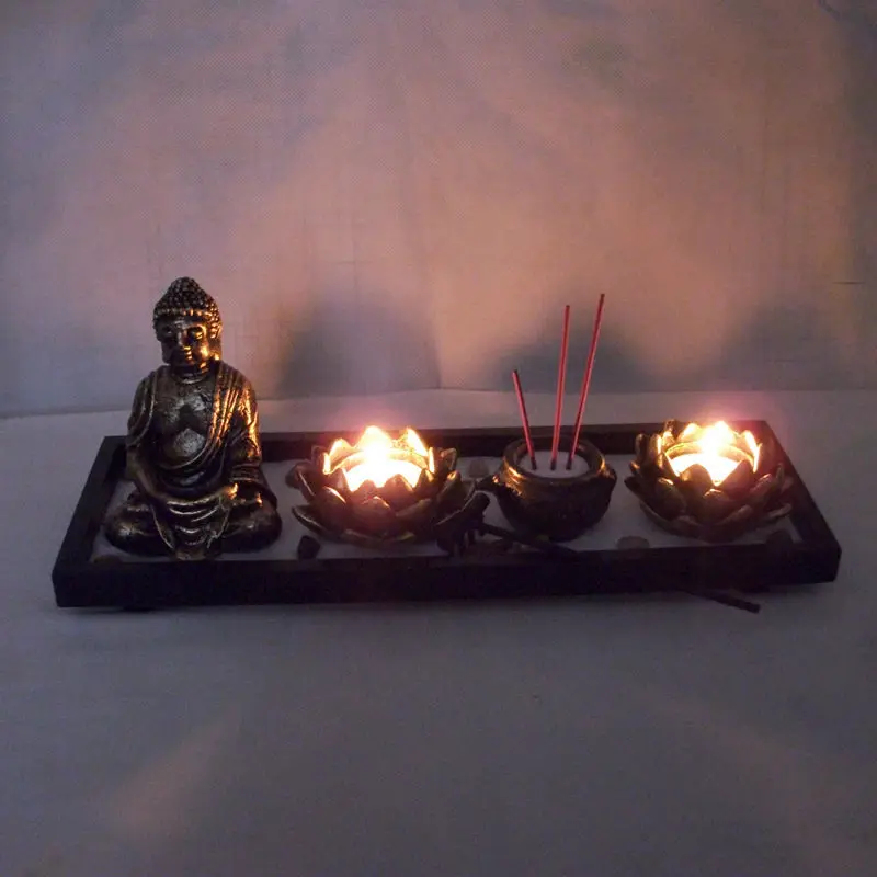 Chinese Zen Buddhism Table Buddhist Tealight Incense Holder Candlestick