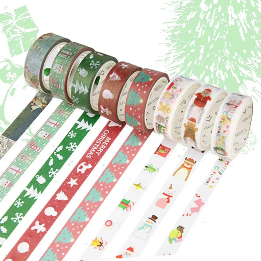 6 рулонов в упаковке, 0,59 дюймов, маски для рождества, лента, 8 дизайнов для рождественских открыток, Вечерние Декорации, планировщик, сделай сам, проекты ручной работы - Цвет: 15 mix color