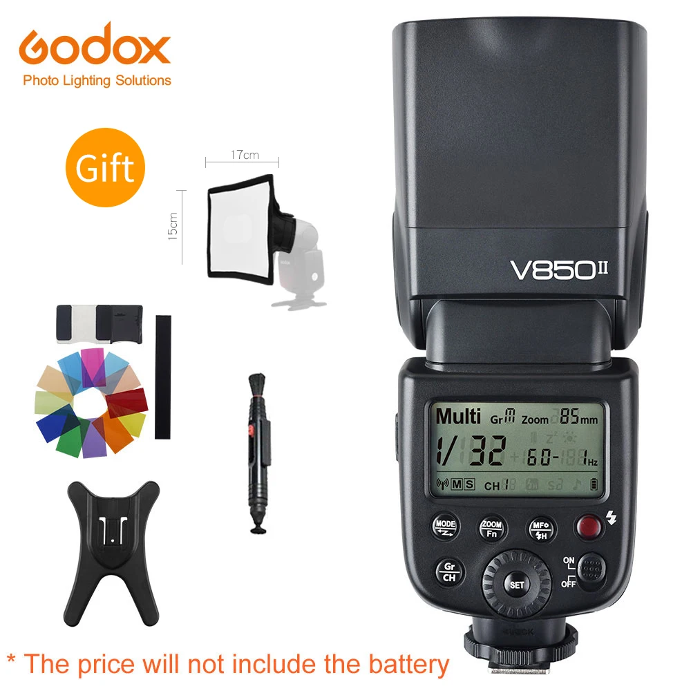 Godox V850II HSS GN60 2,4G Беспроводная система X вспышка светильник для DSLR камер(без батареи VB18