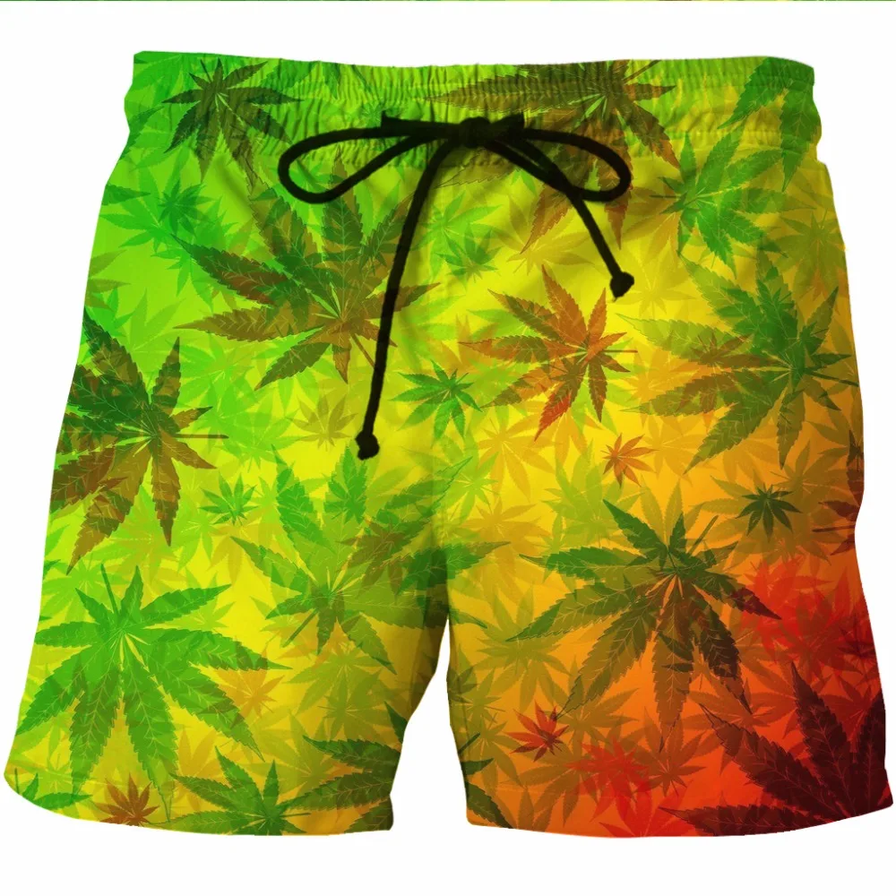 New Weed Leaf 3D Print Board Shorts Plus Size Summer Casual Shorts