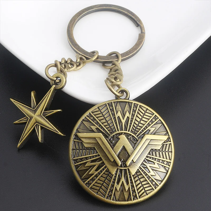 

SG New Film Jewelry Film Justice League Wonder Woman Arm Shield Keychain Car Key RingsFor Fans Gifts