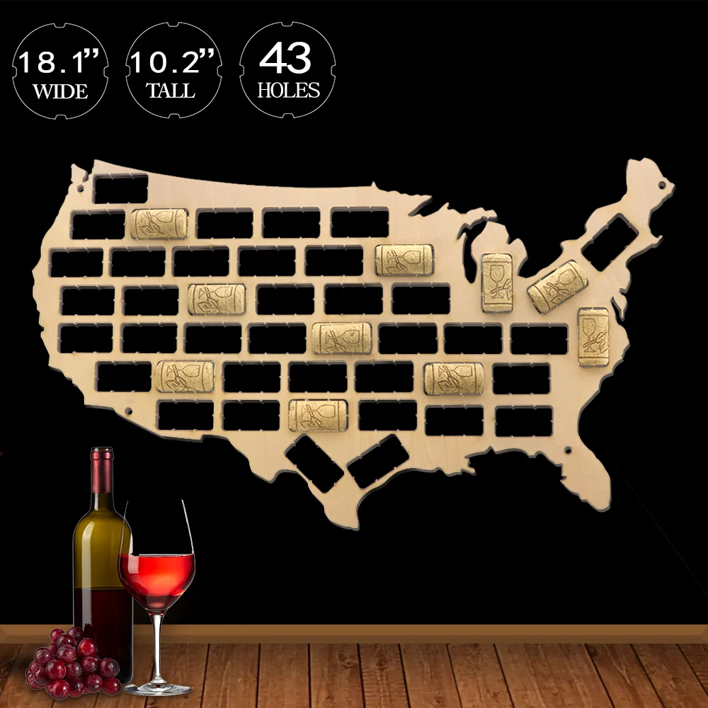

USA Wine Cork Map Wine Cork Reused Display Wall Map Wine Cork Trap Collection USA Wall Art Wine Lovers Gift Plywood Craft Map