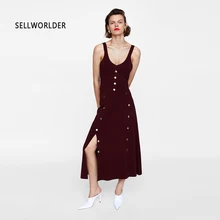 Элегантные винтажные топы с ремешками Спереди металлические пуговицы глубокий v-образный вырез без рукавов вязаный кардиган, свитера