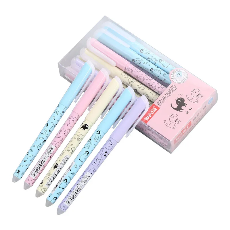 4 pcs/lot Cat Animal Erasable Gel Pen Cute 0.38 mm blue ink Signature