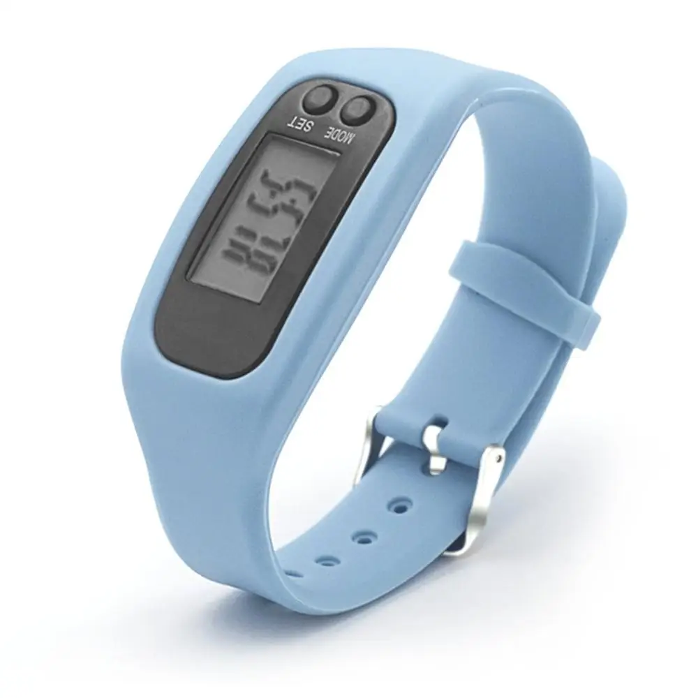 ЖК-Смарт наручные часы браслет шагомер спортивный монитор Бег упражнения счетчик шагов Фитнес Силиконовый браслет - Цвет: Blue