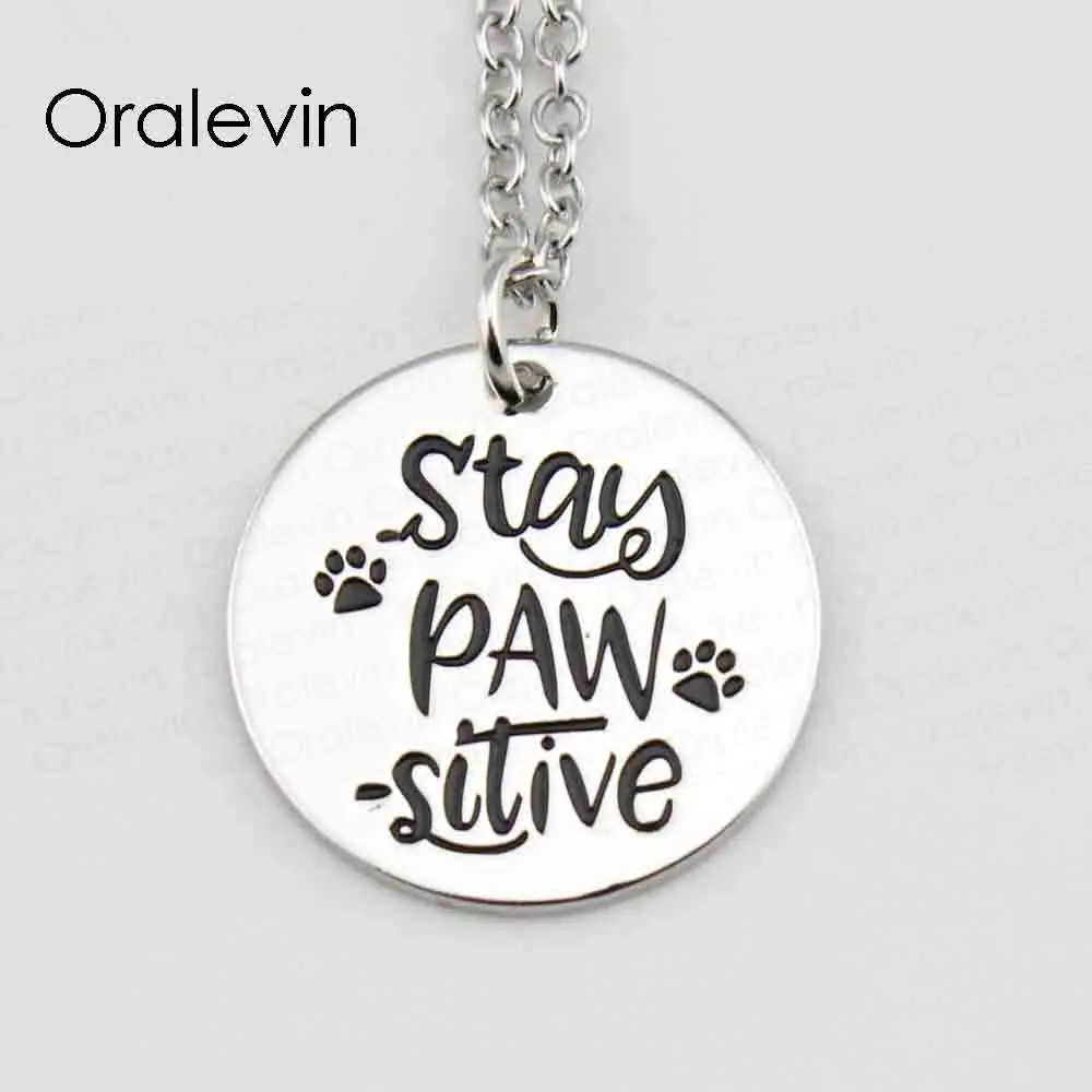 

STAY PAW POSITIVE Pendant Charms Necklace Gift Jewelry 10Pcs/Lot #LN502