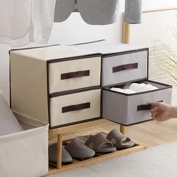 

House drawer style fabric storage box underwear storage double layer clothes bra packing wardrobe storage box