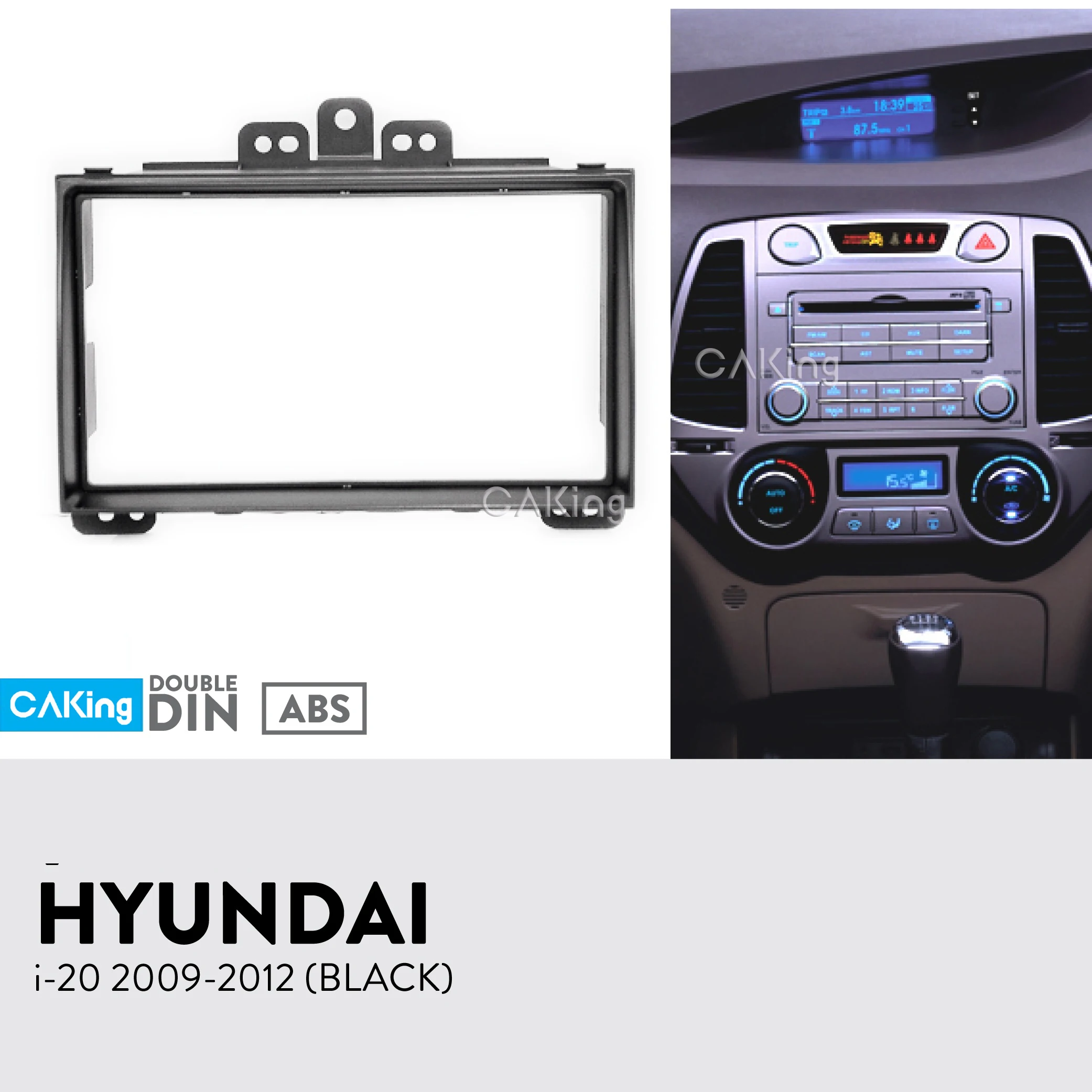 

Double Din Car Fascia Radio Panel for 2009-2012 HYUNDAI i-20 i20 (Black) Dash Kit Facia Face Plate Adapter Cover Front Bezel