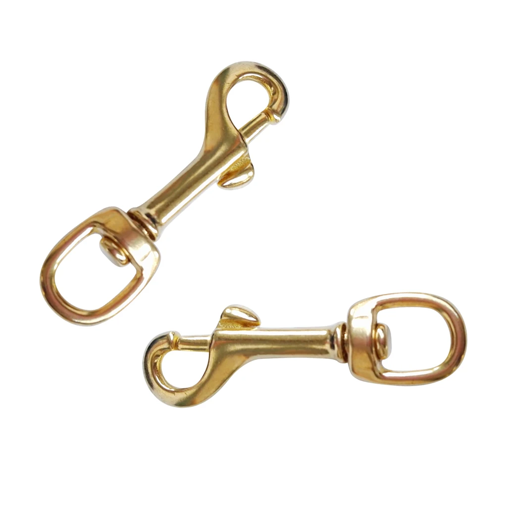 2x Scuba Diving Brass Single Ended Eye Swivel Bolt Snap Hook Buckle Dog Clip