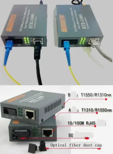 10/100 Mbps Ethernet к Волокно оптическое media converter 25 км SC