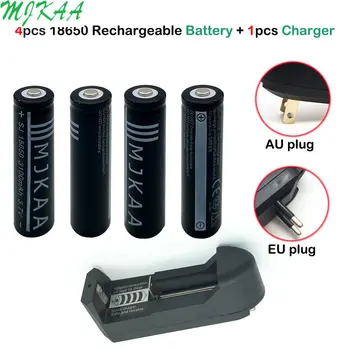 

4pcs 3.7V 3100mAh 18650 Rechargeable Battery + EU AU Plug Universal LI-lon 18650 Battery Charger