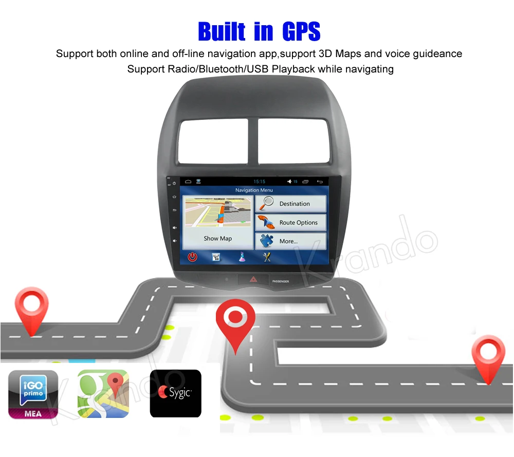 Sale Krando Android 7.1 10.1" (no dvd) car multimedia for peugeot 4008 for Mitsubishi ASX For Citroen C4 Aircross radio navigation 3