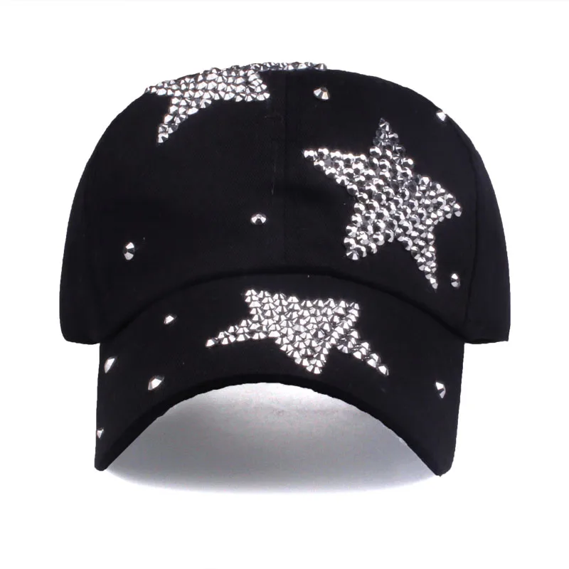 [YARBUU] جديد العلامة التجارية البيسبول قبعات عالية الجودة حجر الراين كاب مع ثلاثة نجوم Snapback Casquette قبعة للنساء سيدة بلون