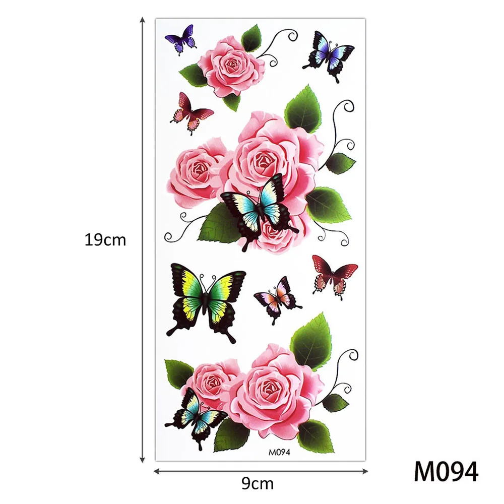 Glaryyears 1 Foglio Del Fiore della Rosa Trucco Corpo Temporaneo Glaryyears 1 Foglio Del Fiore della Rosa Trucco Corpo Temporaneo Tatuaggio Colorato Disegno Farfalla Bracciale Catena Gamba Posteriore Autoadesivo di Arte
