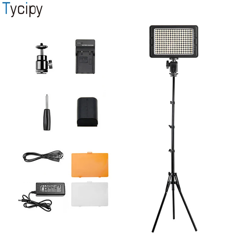 

Tycipy PT-204S LED Dimmable Lamp Video Light Photography Photo Studio selfie Camera Lighting 5600K Battery and Tripod