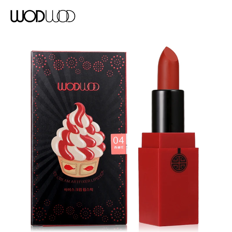 

WODWOD Lip Makeup Ice Cream Lipstick Long Lasting Batom Matte Lip Stick Waterproof Red Rouge Cosmetics 4 Color