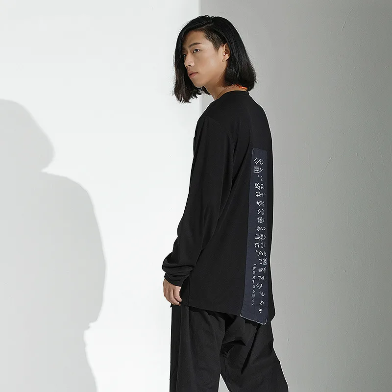 

2019 New Men's clothing Original fashion personality, back stitching, character printing, long sleeved T-shirt costumes