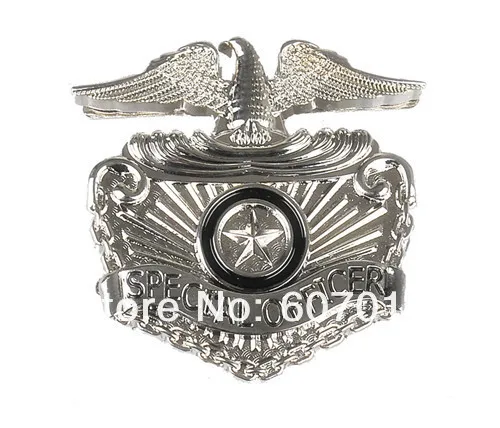 Rare Retro US MJ Michael Jackson Metallic Silver Eagle Metal Stainless Steel Special Officer Badge Collection