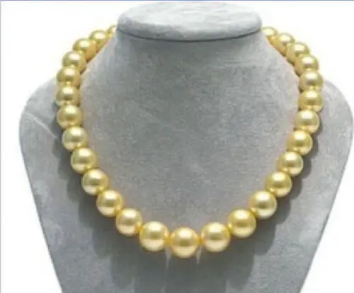 

Free Shipping >>HUGE 18" AAA+10-11 MM SOUTH SEA GENUINE GOLD NATURAL PEARL NECKLACE 14K