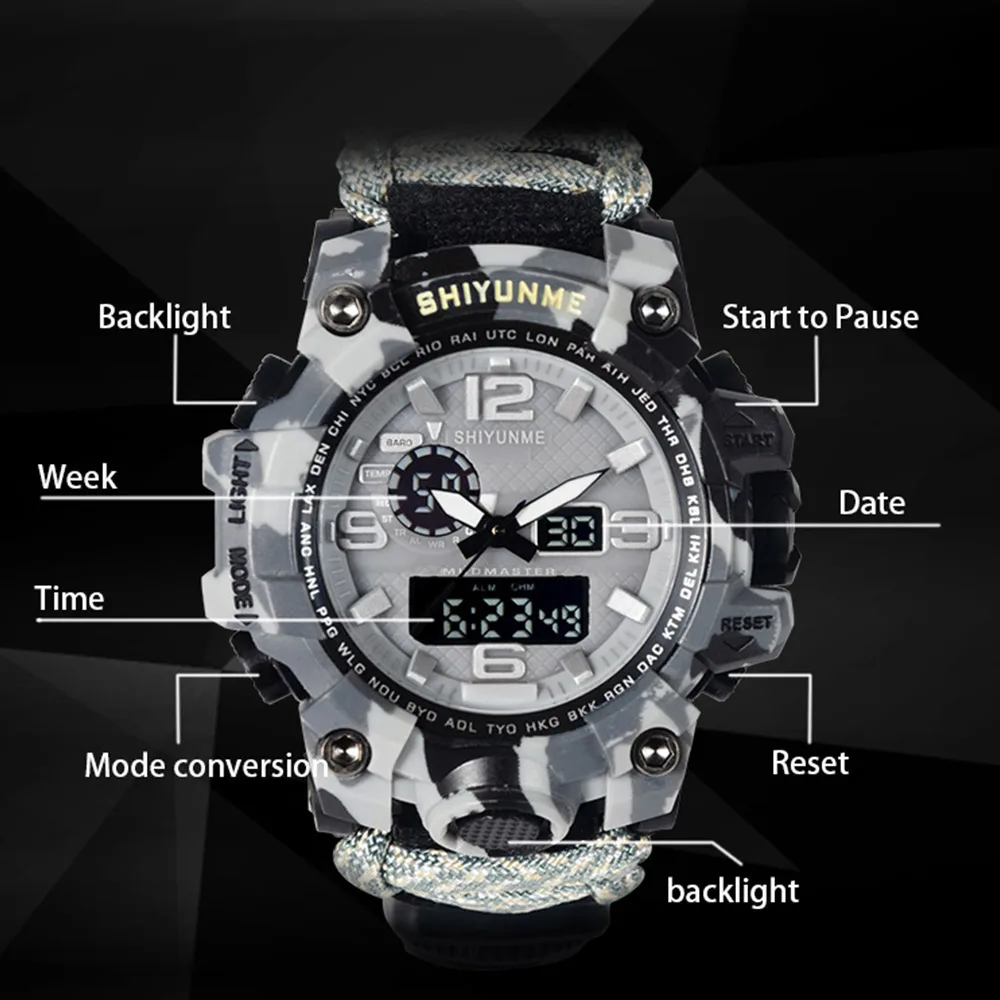 G стильные мужские спортивные часы час шагомер цифровые часы компас термометр наружные дикие мужские спортивные часы прямые продажи
