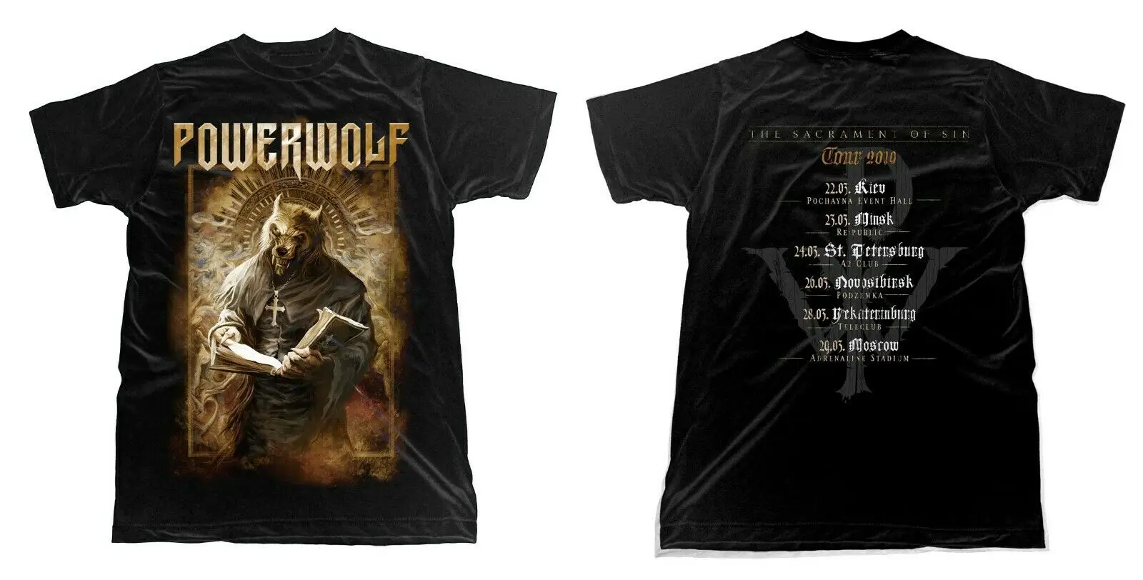 

POWERWOLF Stossgebet, Tour 2019 New Official Licensed Authentic T-Shirt,Sabaton